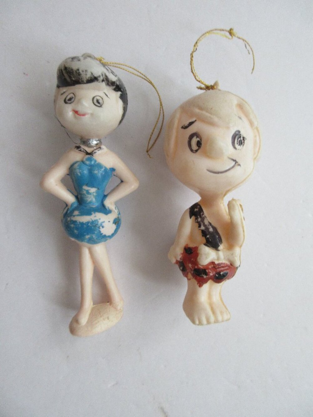 Vintage Flintstones 1976 Christmas Tree Blow Mold Ornament Lot Set of  *READ*